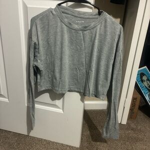 SHEIN Gray Long Sleeve Crop Top